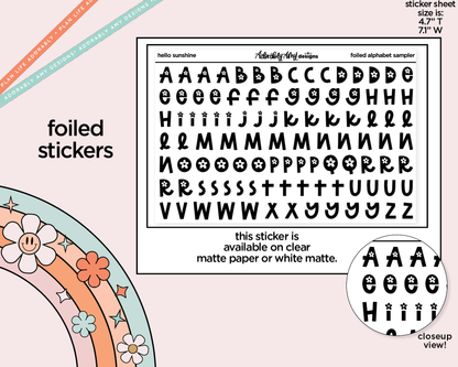 Foiled Hello Sunshine Orange Bird Alphabet Stickers Deco Typography Sampler Planner Stickers - Adorably Amy Designs