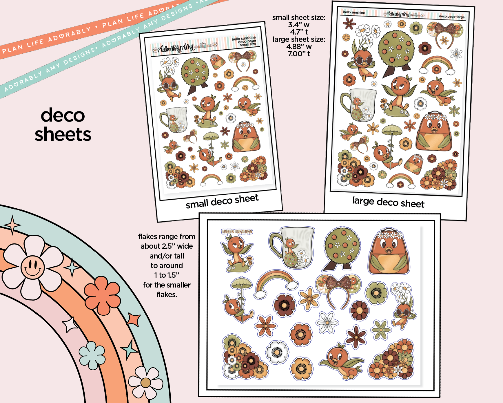 Hello Sunshine Orange Bird Weekly Kit Deco Pages - All Sizes - Adorably Amy Designs