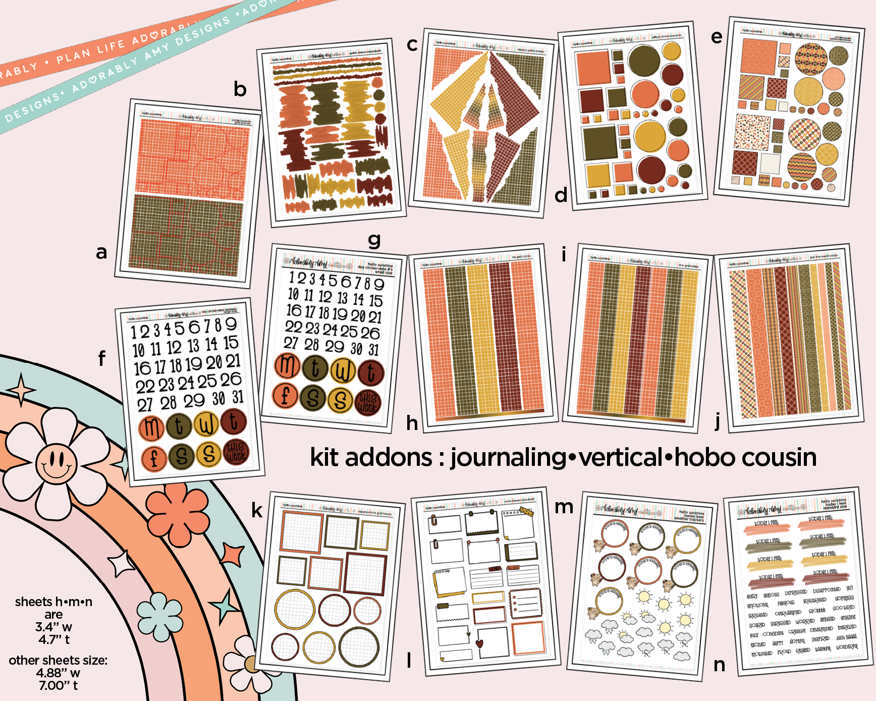 Hello Sunshine Orange Bird Weekly Kit Addons - All Sizes - Strips, Smears and More! - Adorably Amy Designs