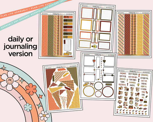 Journaling and Daily Planning Hello Sunshine Orange Bird Planner Sticker Kit - Adorably Amy Designs