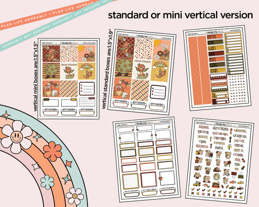Vertical Hello Sunshine Orange Bird Sticker Kit for Vertical Standard Size Planners or Insert - Adorably Amy Designs
