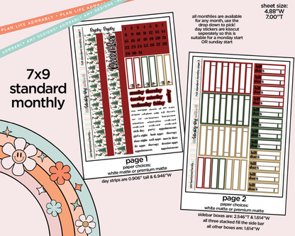 Standard 7x9 Monthly Pick Your Month Old Fashioned Family Christmas Planner Sticker Kit for some 7x9 Planners