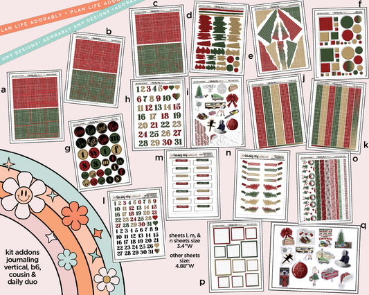 Old Fashioned Family Christmas Weekly Kit Addons - All Sizes - Deco, Smears and More!