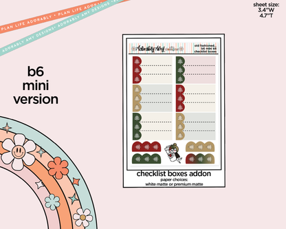 Mini B6 Old Fashioned Family Christmas Planner Sticker Kit sized for ANY Vertical Insert