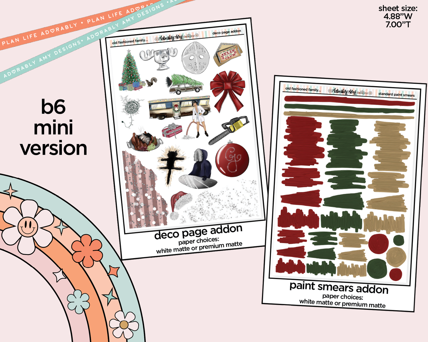 Mini B6 Old Fashioned Family Christmas Planner Sticker Kit sized for ANY Vertical Insert