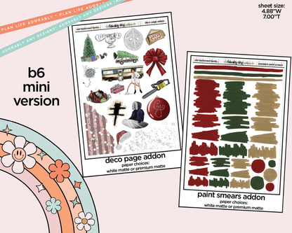 Mini B6 Old Fashioned Family Christmas Planner Sticker Kit sized for ANY Vertical Insert