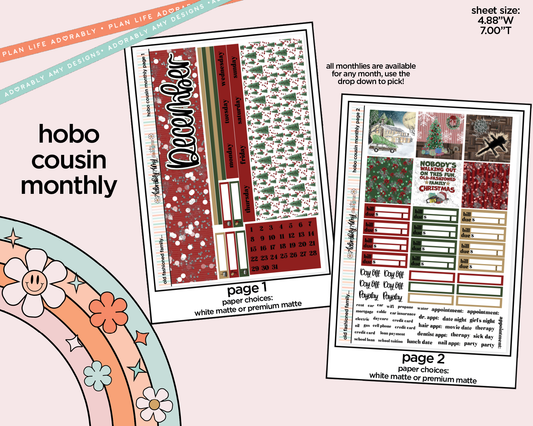 Hobonichi Cousin Monthly Pick Your Month Old Fashioned Family Christmas Planner Sticker Kit for Hobo Cousin or Similar Planners