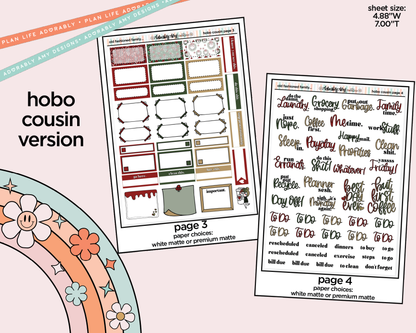 Hobonichi Cousin Weekly Old Fashioned Family Christmas Planner Sticker Kit for Hobo Cousin or Similar Planners