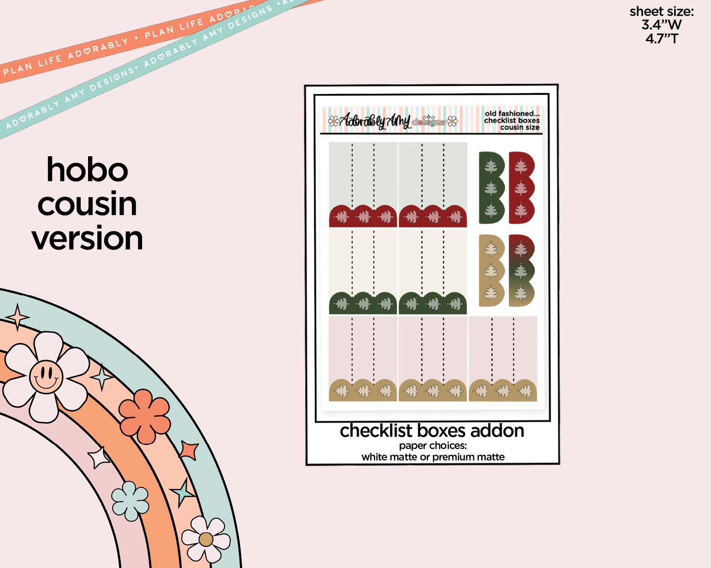 Hobonichi Cousin Weekly Old Fashioned Family Christmas Planner Sticker Kit for Hobo Cousin or Similar Planners