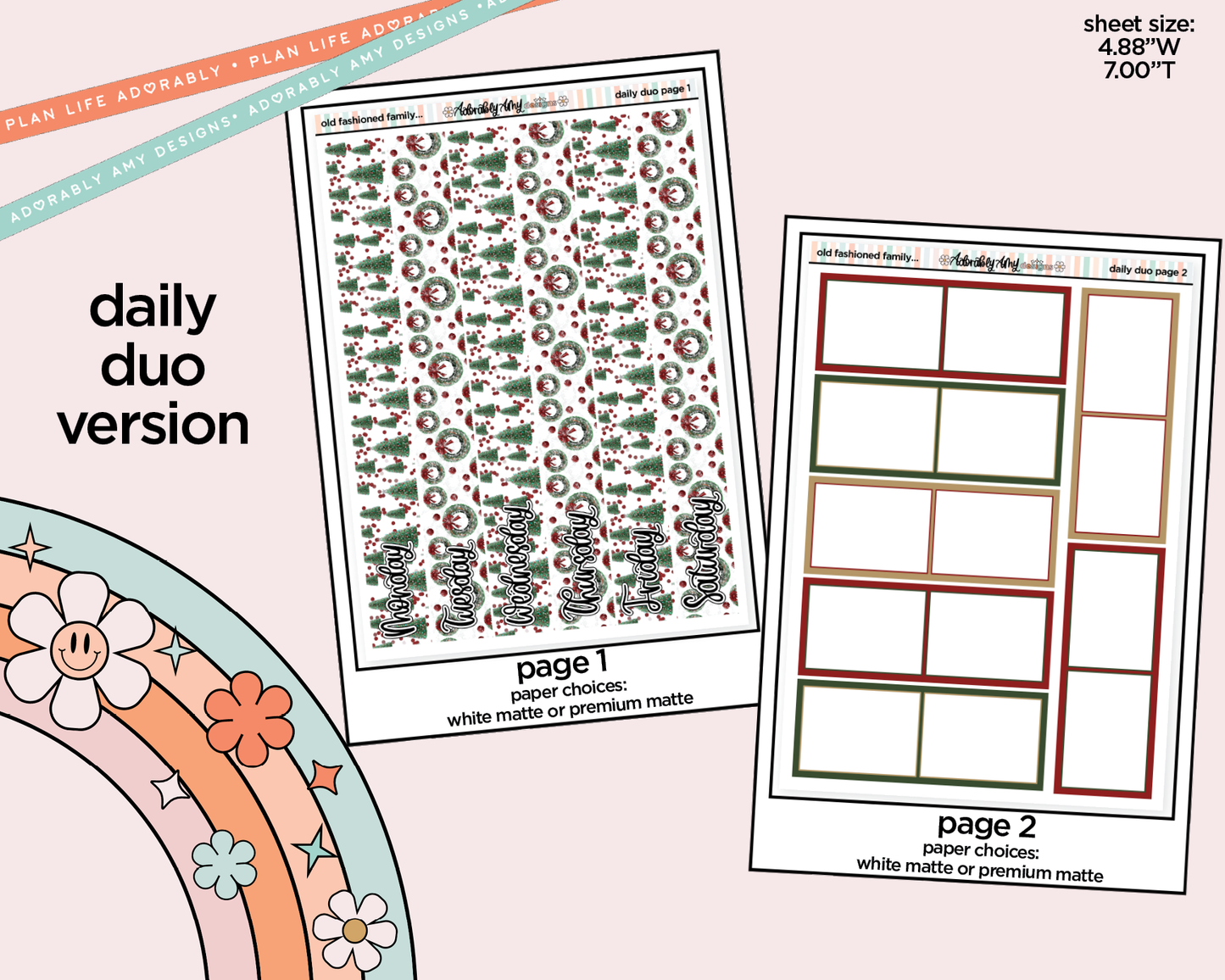 Daily Duo Old Fashioned Family Christmas Weekly Planner Sticker Kit for Daily Duo Planner