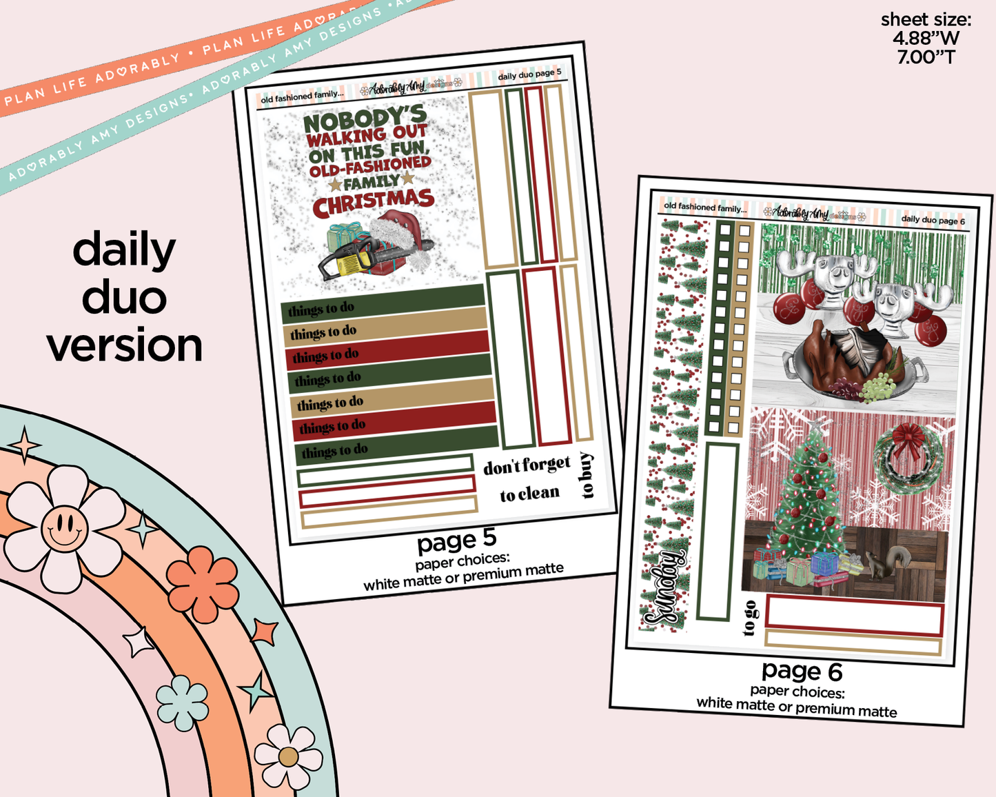 Daily Duo Old Fashioned Family Christmas Weekly Planner Sticker Kit for Daily Duo Planner