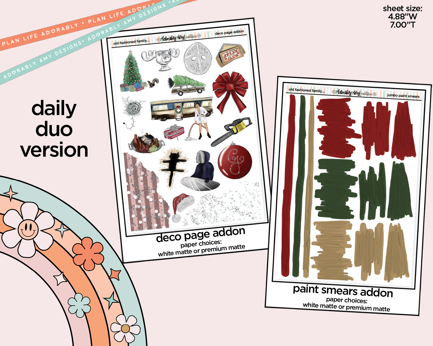 Daily Duo Old Fashioned Family Christmas Weekly Planner Sticker Kit for Daily Duo Planner