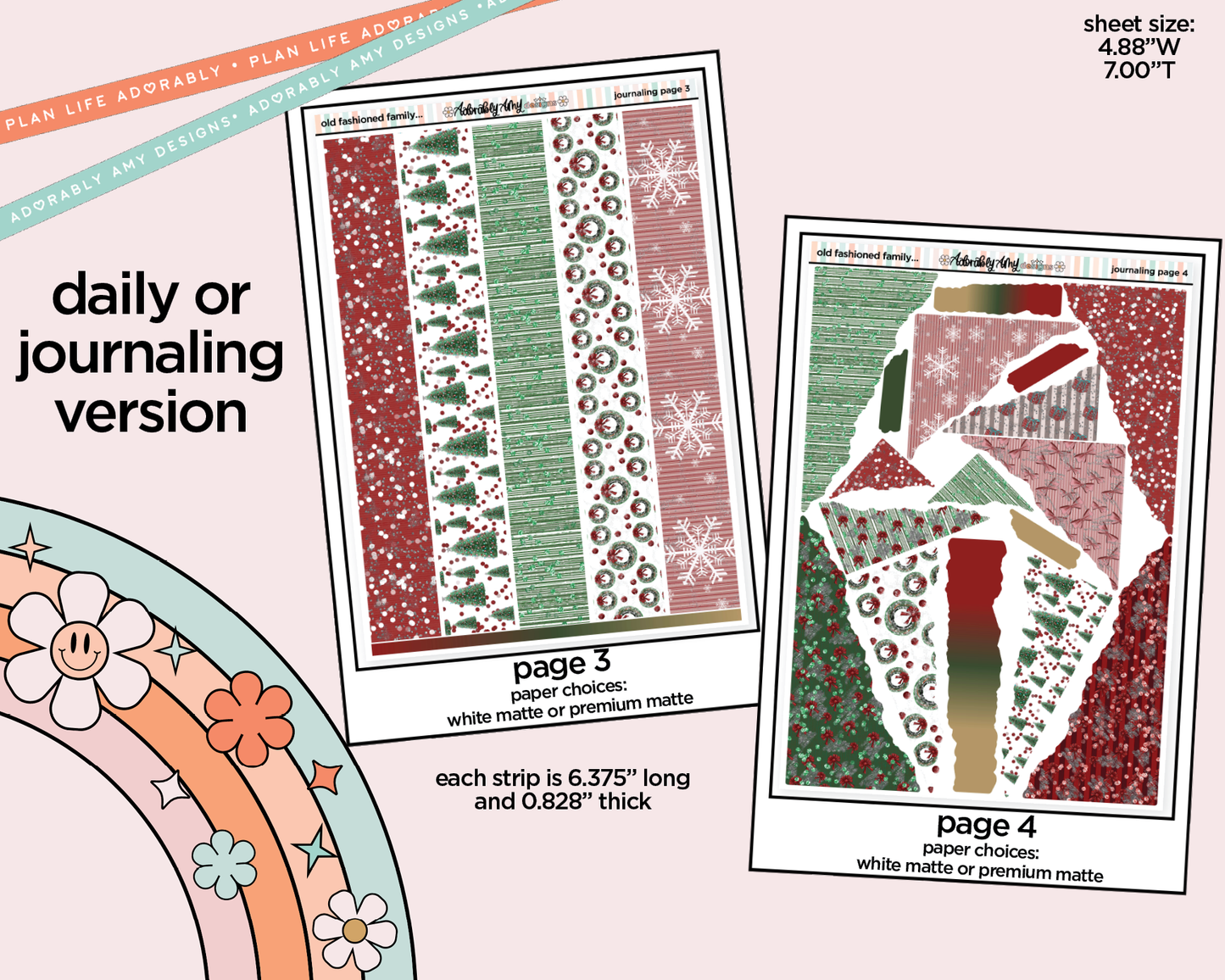 Journaling and Daily Planning Old Fashioned Family Christmas Planner Sticker Kit