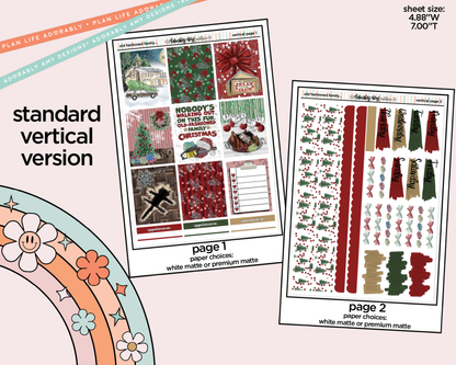 Vertical Old Fashioned Family Christmas Weekly Sticker Kit for Vertical Standard Size Planners or Insert