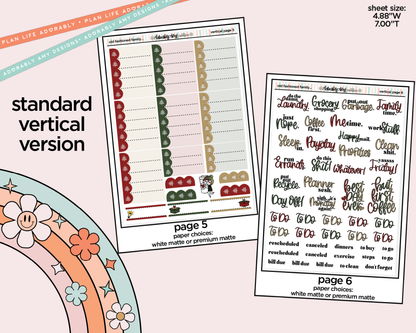 Vertical Old Fashioned Family Christmas Weekly Sticker Kit for Vertical Standard Size Planners or Insert