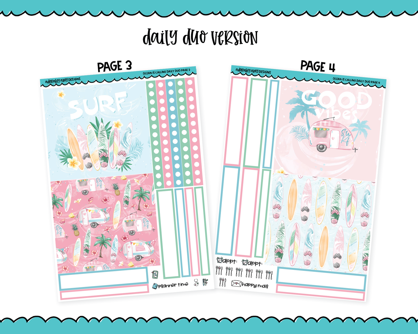 Daily Duo Ocean is Calling Themed Weekly Planner Sticker Kit for Daily Duo Planner