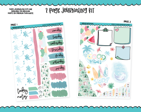 Journaling Kit Ocean is Calling Themed Planner Sticker Kit in White OR Black for Blackout Planners