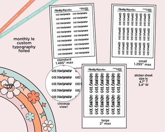 October LE Foiled Custom Word/Phrase Stickers Planner Stickers