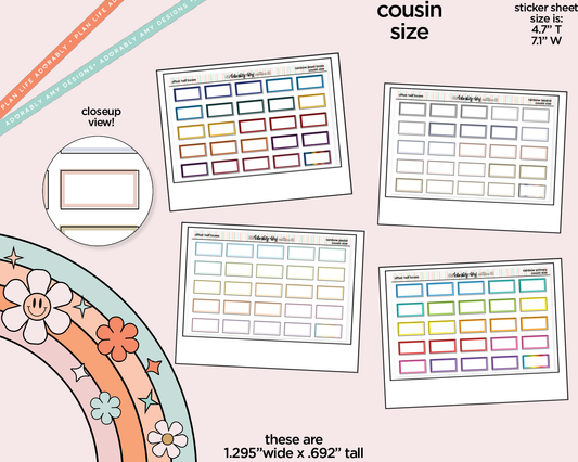 Hobo Cousin Offset Half Boxes Planner Stickers for Hobo Cousin or any Planner or Insert