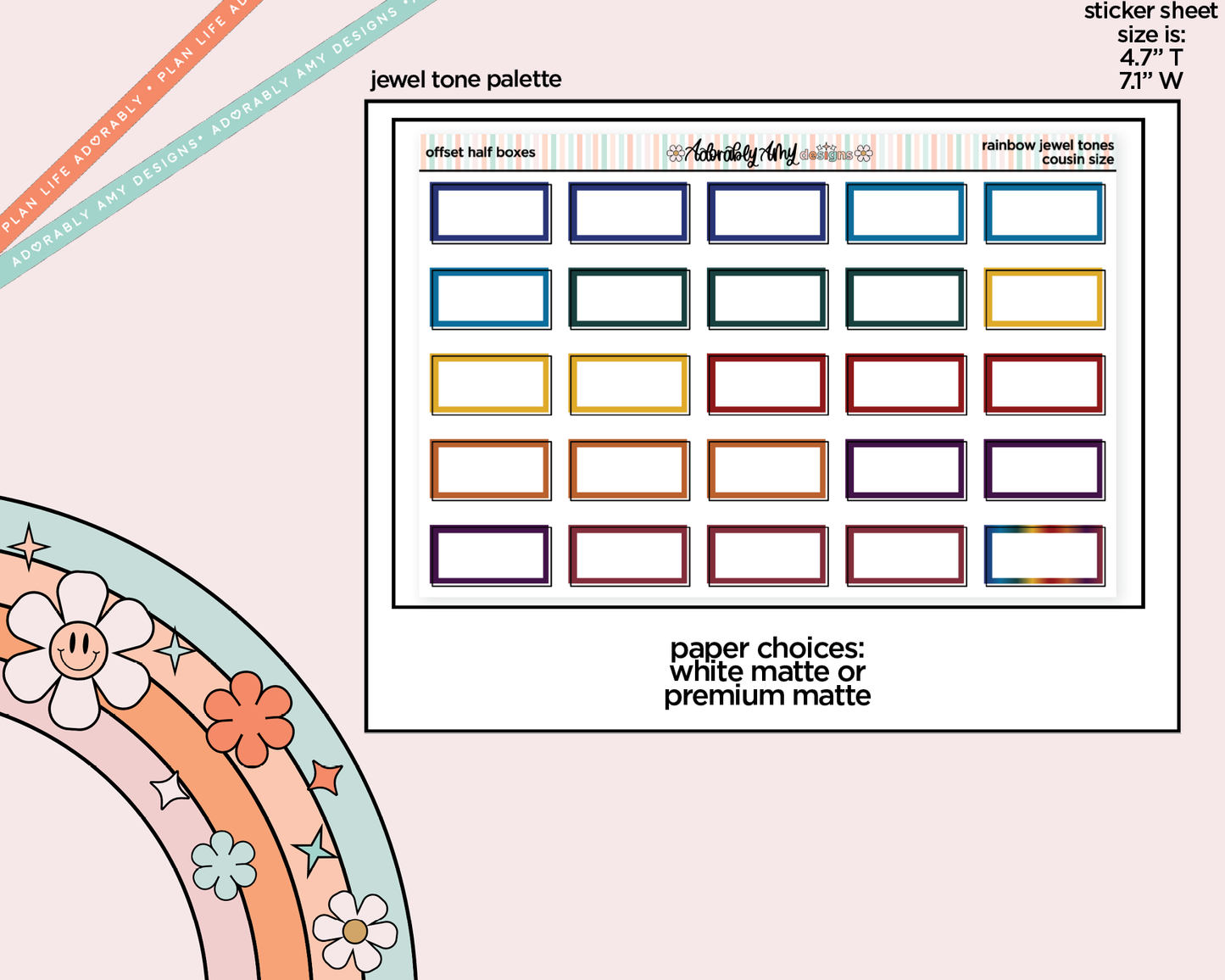 Hobo Cousin Offset Half Boxes Planner Stickers for Hobo Cousin or any Planner or Insert