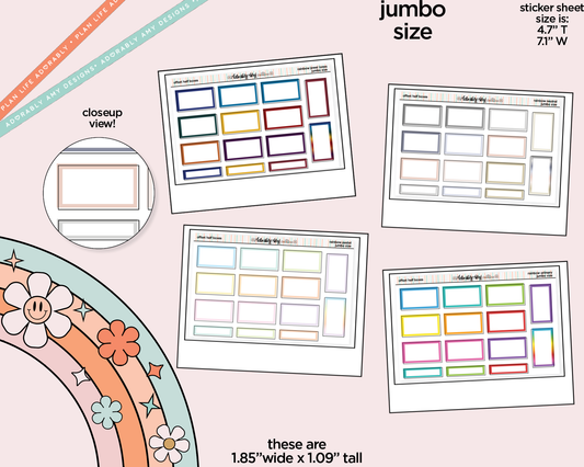 Rainbow Offset Half Boxes Large/Jumbo Stickers for any Planner or Insert