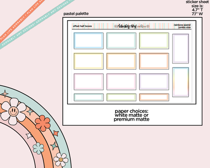 Rainbow Offset Half Boxes Large/Jumbo Stickers for any Planner or Insert