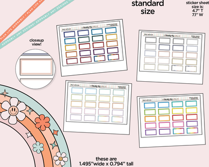 Rainbow Offset Half Boxes Standard Stickers for any Planner or Insert