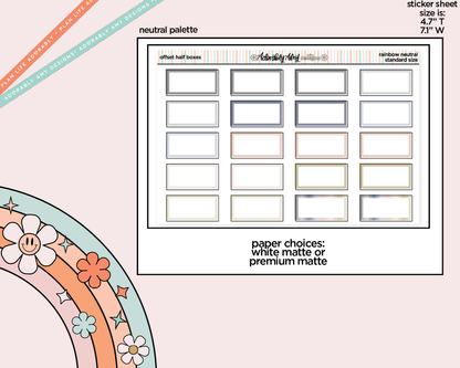 Rainbow Offset Half Boxes Standard Stickers for any Planner or Insert