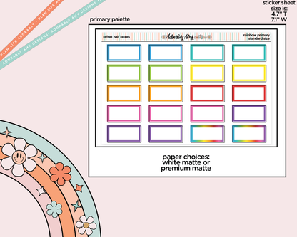 Rainbow Offset Half Boxes Standard Stickers for any Planner or Insert