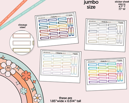 Rainbow Offset Quarter Boxes Large/Jumbo Stickers for any Planner or Insert