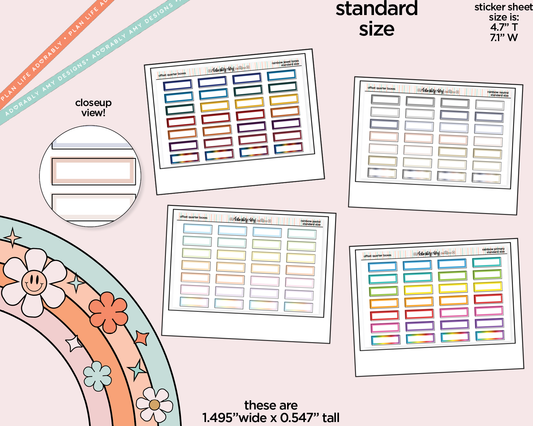 Rainbow Offset Quarter Boxes Standard Stickers for any Planner or Insert