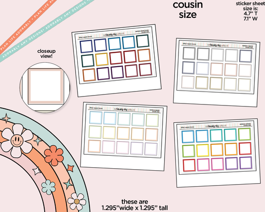 Hobo Cousin Offset Square Boxes Planner Stickers for Hobo Cousin or any Planner or Insert