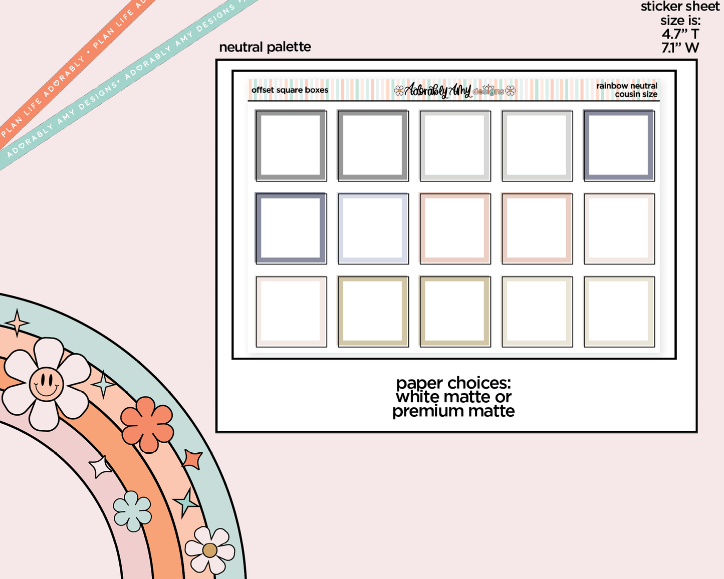 Hobo Cousin Offset Square Boxes Planner Stickers for Hobo Cousin or any Planner or Insert