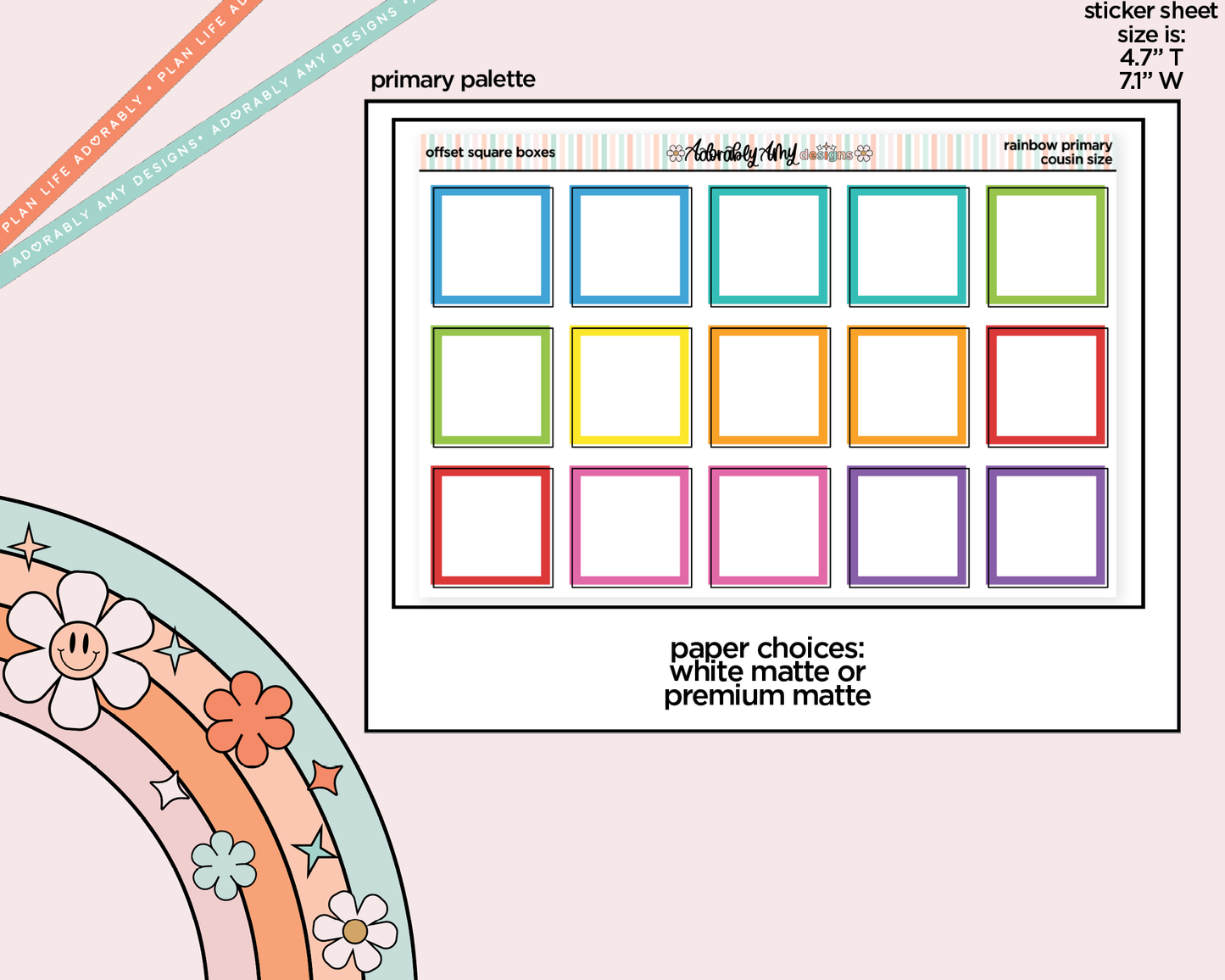 Hobo Cousin Offset Square Boxes Planner Stickers for Hobo Cousin or any Planner or Insert