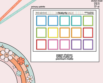 Hobo Cousin Offset Square Boxes Planner Stickers for Hobo Cousin or any Planner or Insert