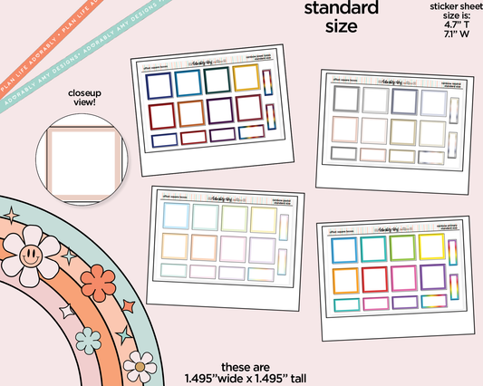 Rainbow Offset Square Boxes Standard Stickers for any Planner or Insert