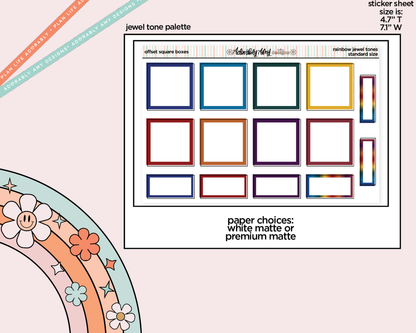 Rainbow Offset Square Boxes Standard Stickers for any Planner or Insert