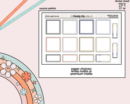 Rainbow Offset Square Boxes Standard Stickers for any Planner or Insert