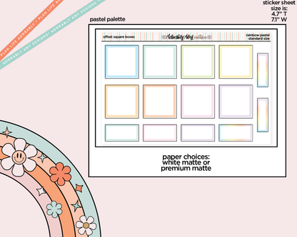 Rainbow Offset Square Boxes Standard Stickers for any Planner or Insert