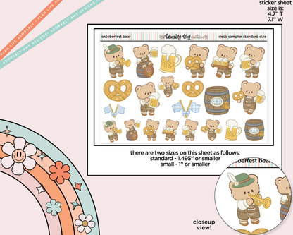 Oktoberfest Bear Deco Stickers in Multiple Sizes Decorative Planner Stickers