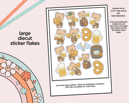 Oktoberfest Bear Deco Stickers in Multiple Sizes Decorative Planner Stickers