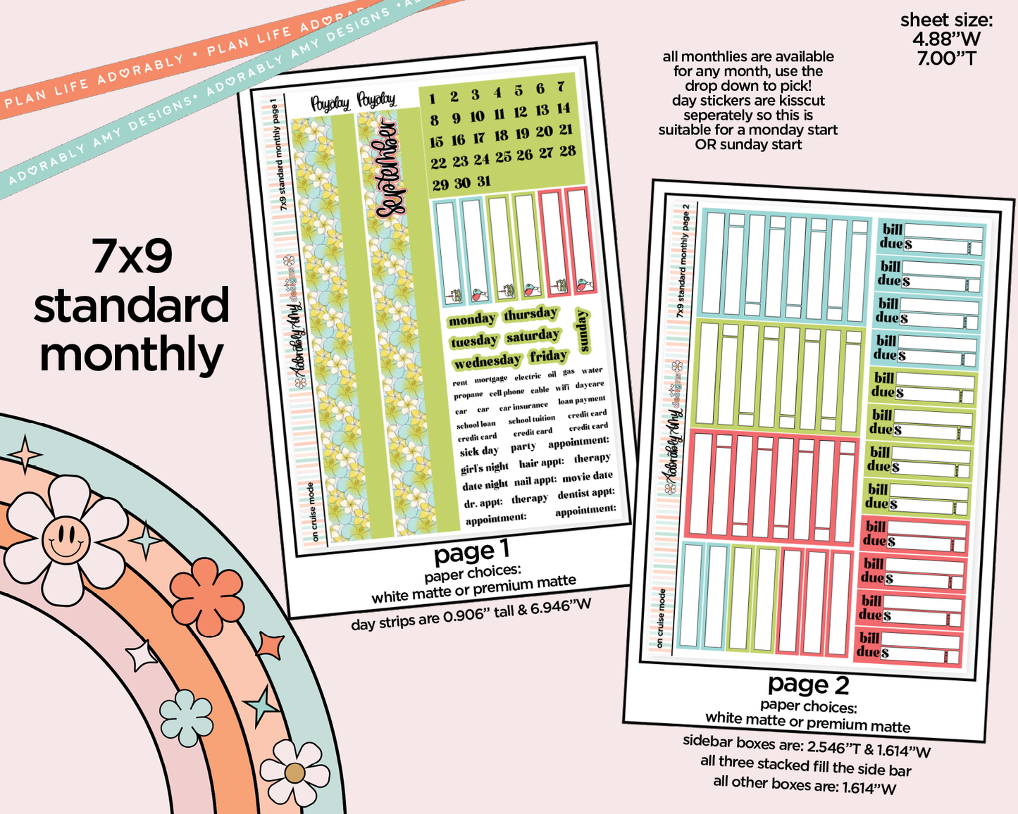 Standard 7x9 Monthly Pick Your Month On Cruise Mode Planner Sticker Kit for some 7x9 Planners