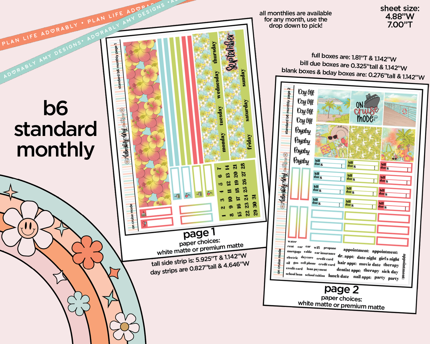 Standard B6 Monthly Pick Your Month On Cruise Mode Planner Sticker Kit for some B6 Planners