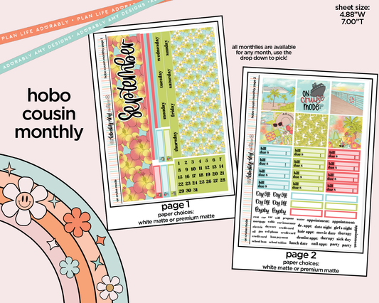 Hobonichi Cousin Monthly Pick Your Month On Cruise Mode Planner Sticker Kit for Hobo Cousin or Similar Planners