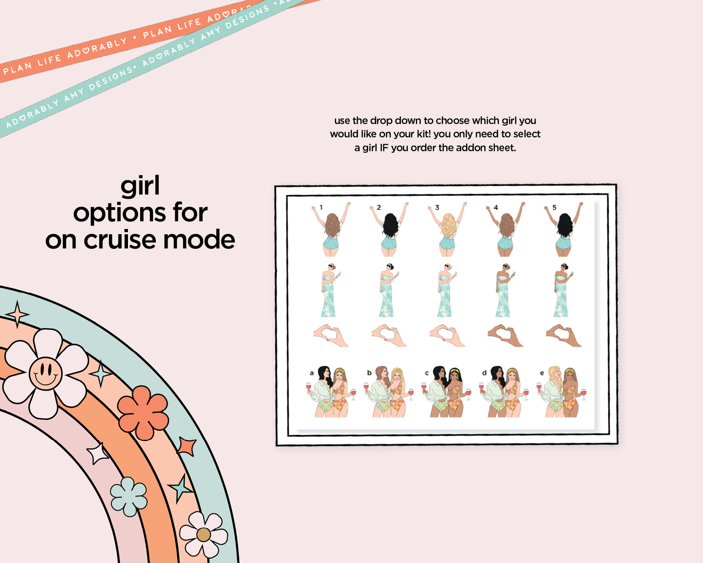 Vertical On Cruise Mode Weekly Sticker Kit for Vertical Standard Size Planners or Insert