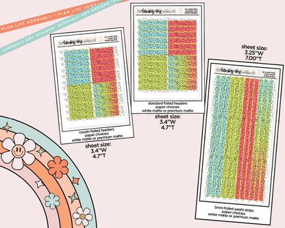 Foiled On Cruise Mode Headers or Long Strips Planner Stickers for any Planner or Insert