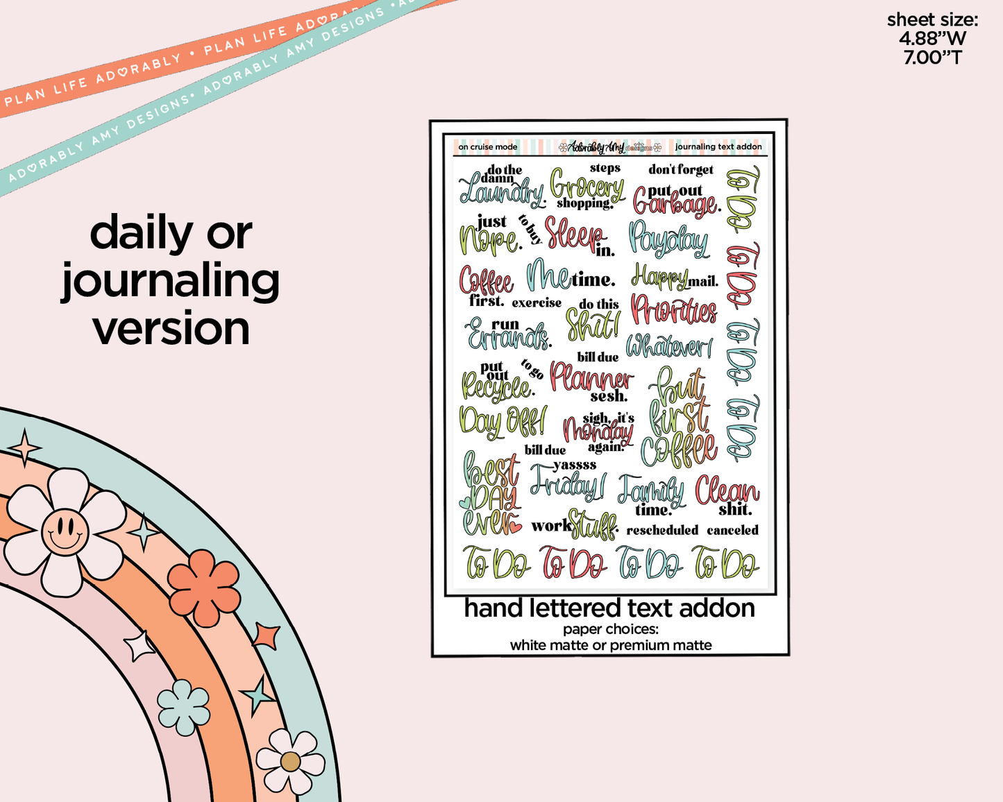 Journaling and Daily Planning On Cruise Mode Planner Sticker Kit