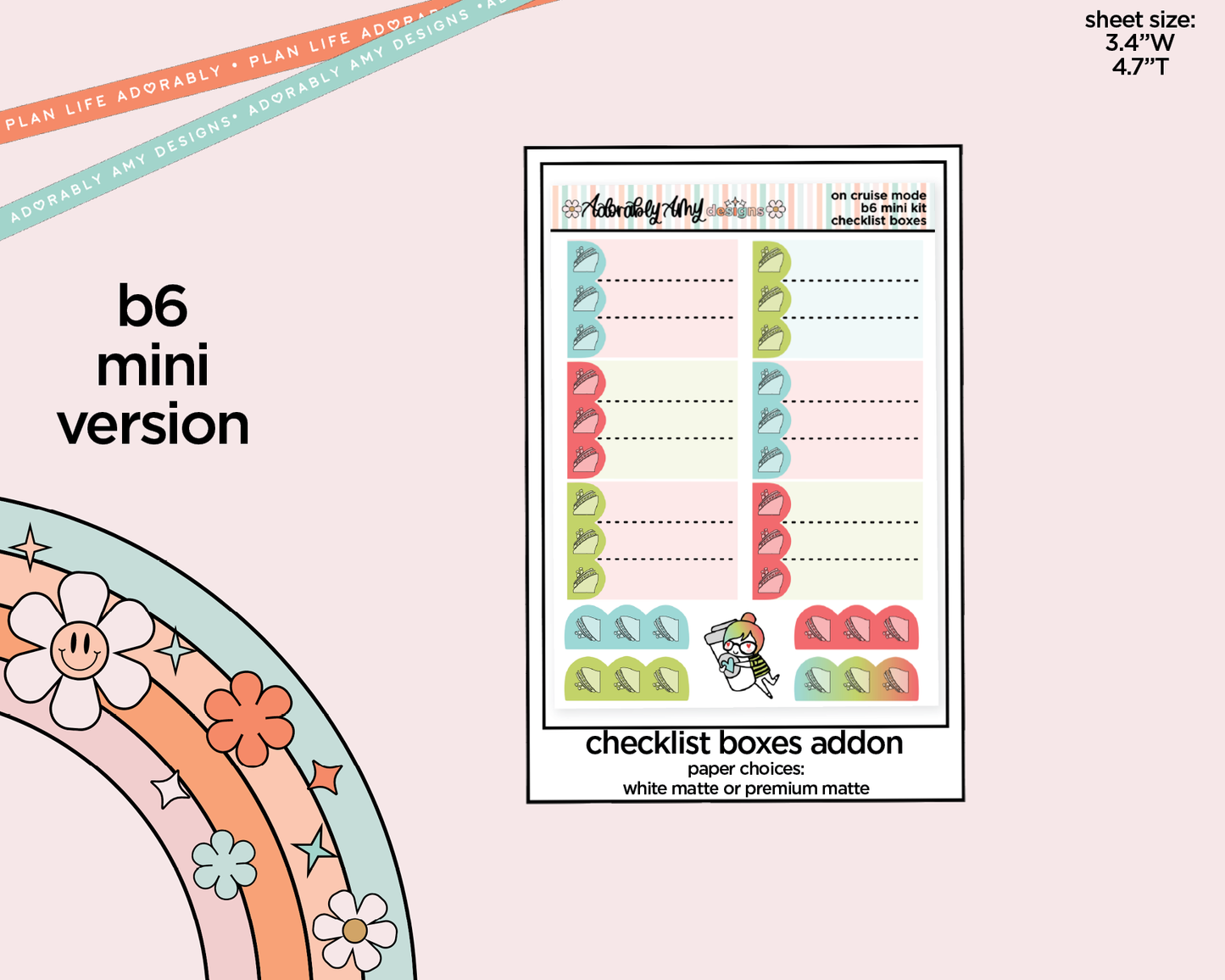 Mini B6 On Cruise Mode Weekly Planner Sticker Kit sized for ANY Vertical Insert