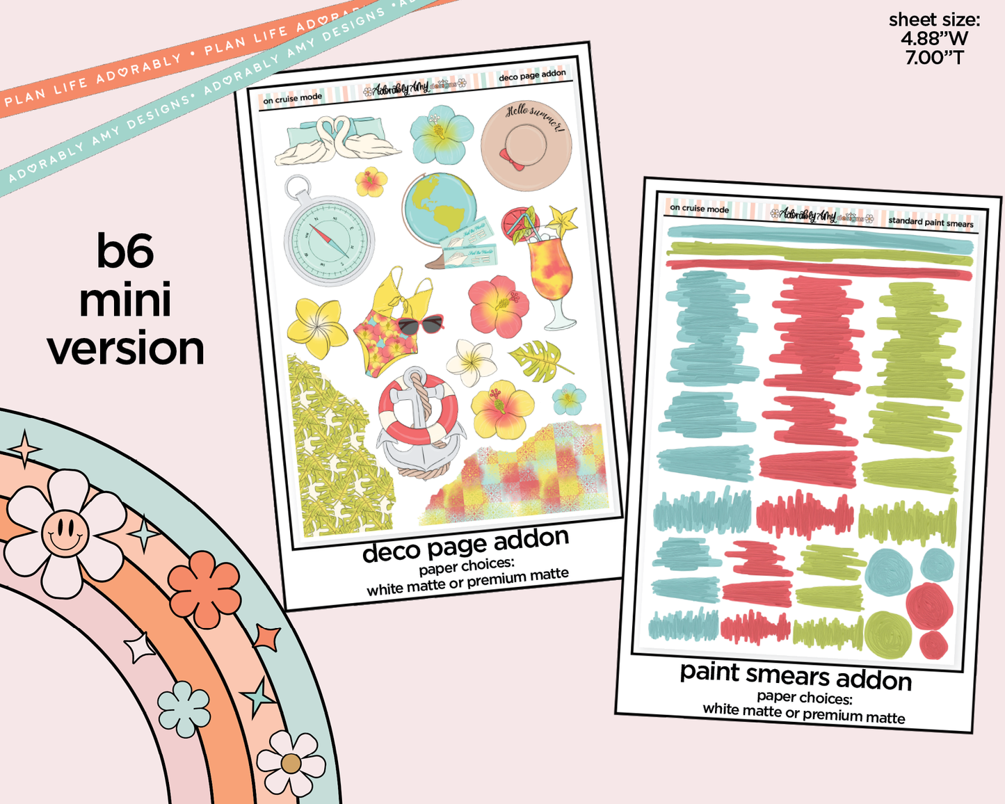 Mini B6 On Cruise Mode Weekly Planner Sticker Kit sized for ANY Vertical Insert