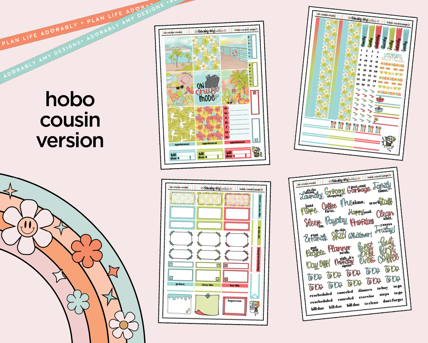 Hobonichi Cousin Weekly On Cruise Mode Planner Sticker Kit for Hobo Cousin or Similar Planners